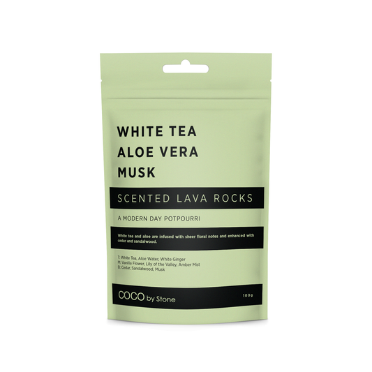 COCO Lava Rock Scented Lava Rocks (White Tea | Aloe Vera | Musk) COCO-SLR-WAM 18 $ Lava Rock Diffusers Stone Candles Stew's Incense