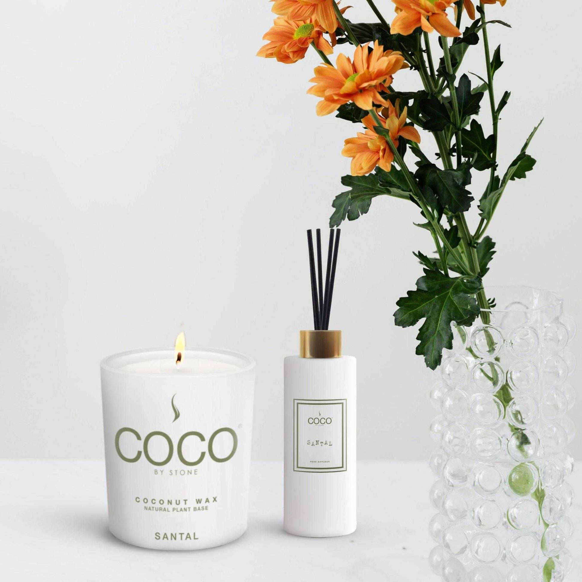 COCO Candle Santal Natural Coconut Apricot Wax Candle COCO6SA 24 $ Candles Stone Candles Stew's Incense