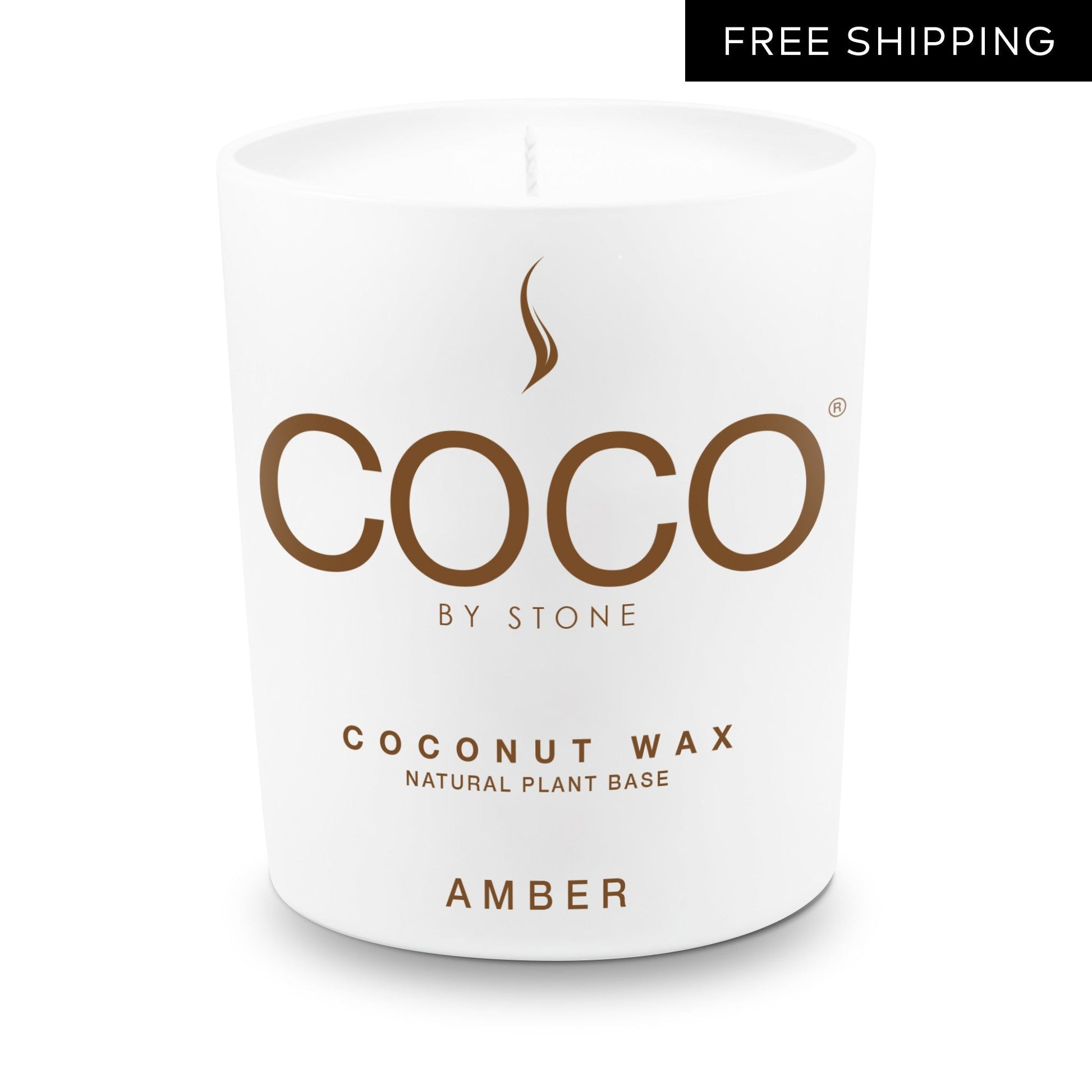 COCO Candle Amber Natural Coconut Apricot Wax Candle COCO6AM 24 $ Candles Stone Candles Stew's Incense