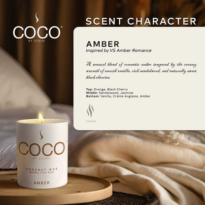COCO Candle Amber Natural Coconut Apricot Wax Candle COCO6AM 24 $ Shop All Stone Candles Stew's Incense