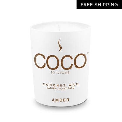 COCO Candle Amber Natural Coconut Apricot Wax Candle COCO6AM 24 $ Candles Stone Candles Stew's Incense