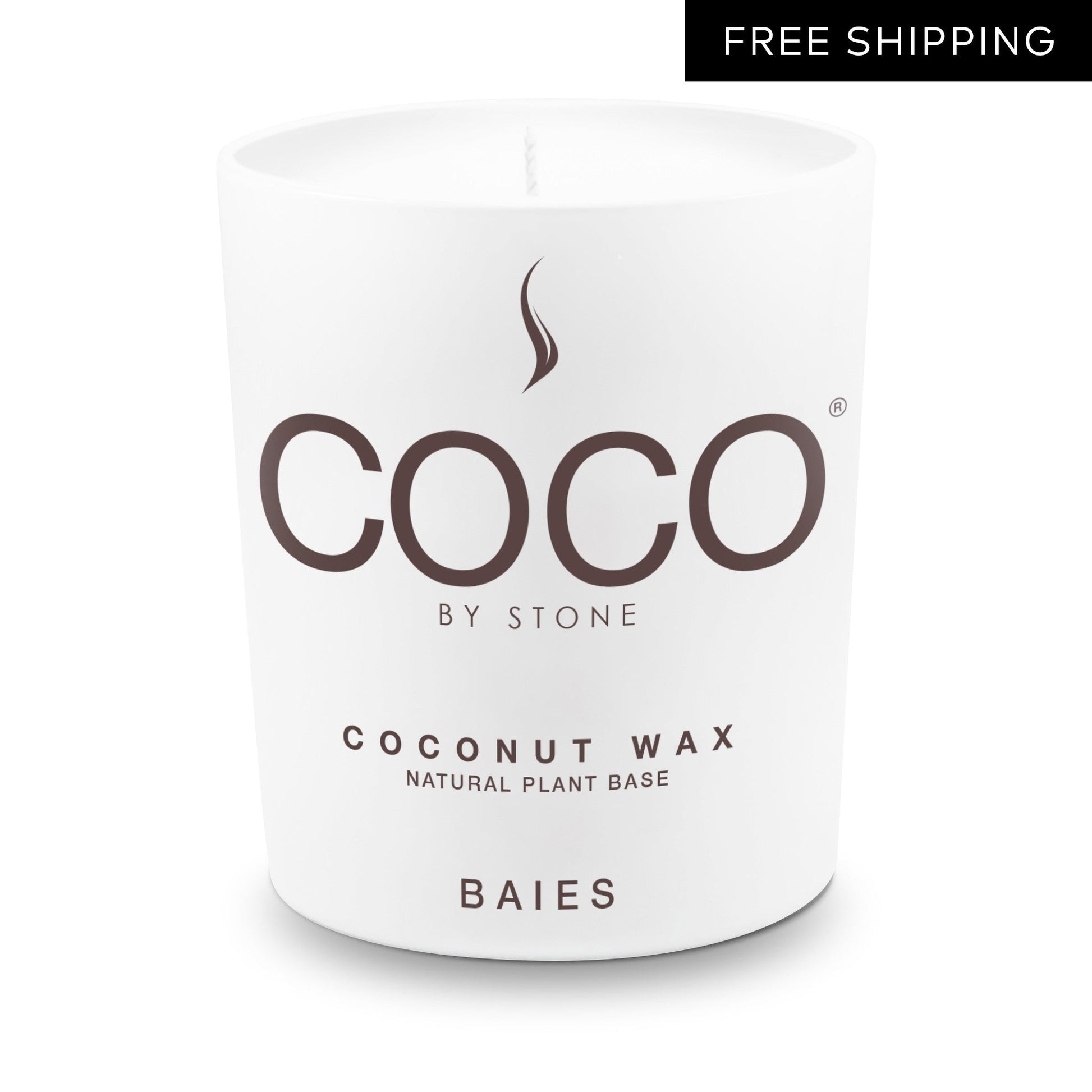 COCO Candle Baies Natural Coconut Apricot Wax Candle COCO6BA 24 $ Candles Stone Candles Stew's Incense