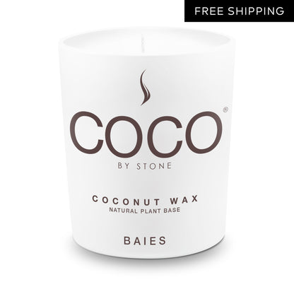 COCO Candle Baies Natural Coconut Apricot Wax Candle COCO6BA 24 $ Candles Stone Candles Stew's Incense