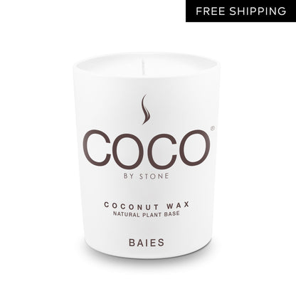 COCO Candle Baies Natural Coconut Apricot Wax Candle COCO6BA 24 $ Candles Stone Candles Stew's Incense