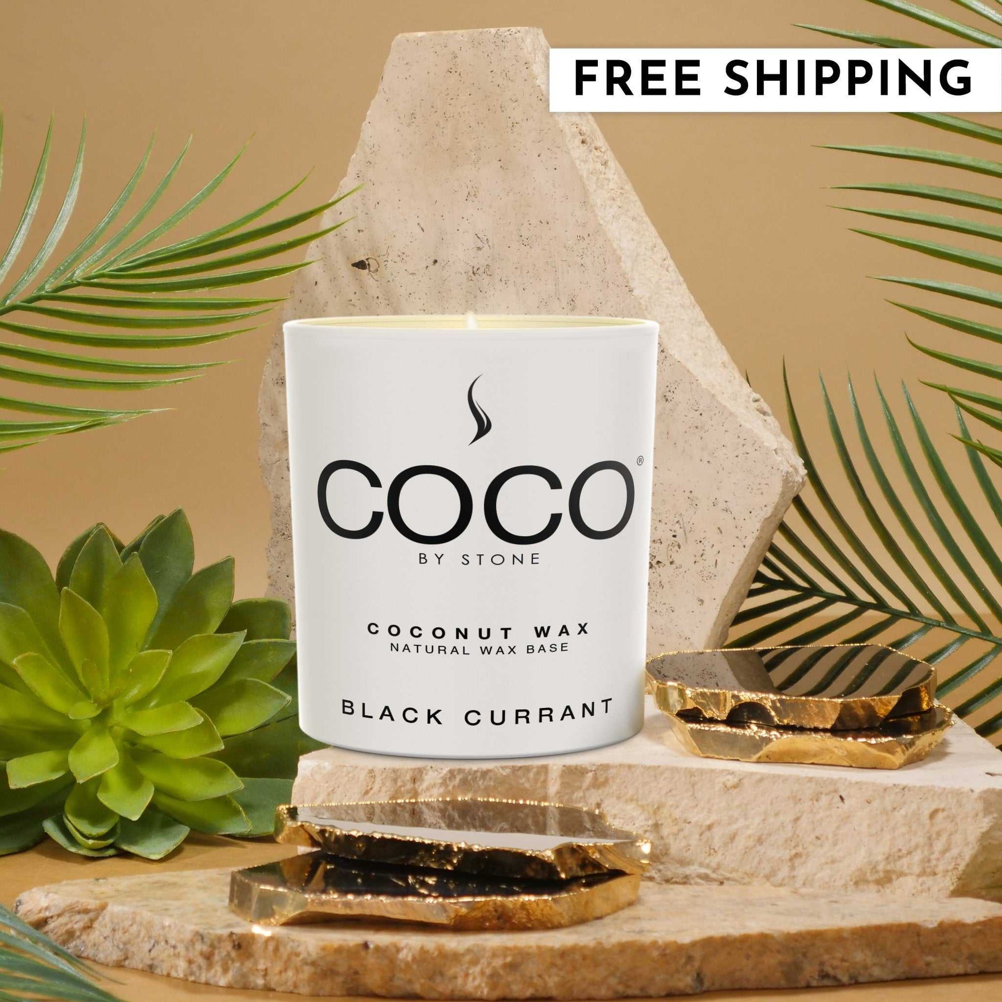 COCO Candle Black Currant Natural Coconut Apricot Wax Candle COCO6BC 24 $ Candles Stone Candles Stew's Incense