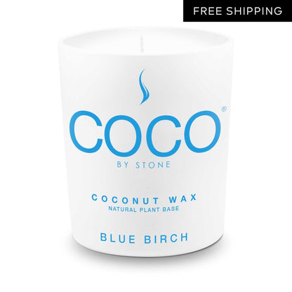 COCO Candle Blue Birch Natural Coconut Apricot Wax Candle COCO6BB 24 $ Stone Candles Stew's Incense