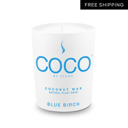 COCO Candle Blue Birch Natural Coconut Apricot Wax Candle COCO6BB 24 $ Stone Candles Stew's Incense