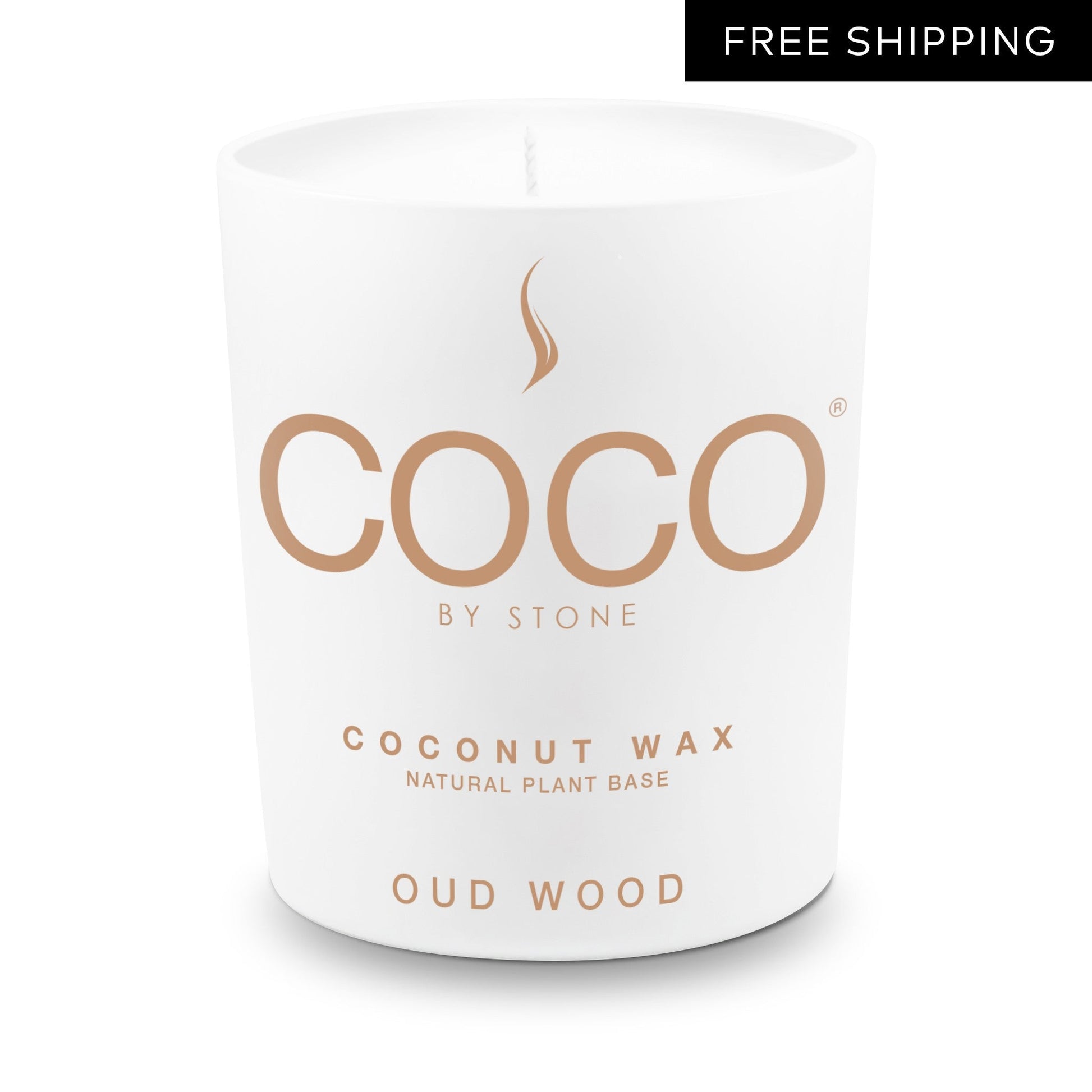COCO Candle Oud Wood Natural Coconut Apricot Wax Candle COCO6OW 24 $ Candles Stone Candles Stew's Incense