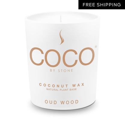COCO Candle Oud Wood Natural Coconut Apricot Wax Candle COCO6OW 24 $ Candles Stone Candles Stew's Incense