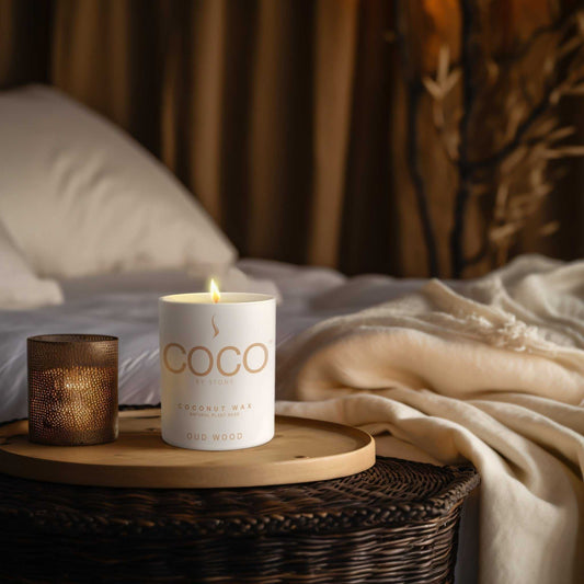 COCO Candle Oud Wood Natural Coconut Apricot Wax Candle COCO6OW 24 $ Candles Stone Candles Stew's Incense