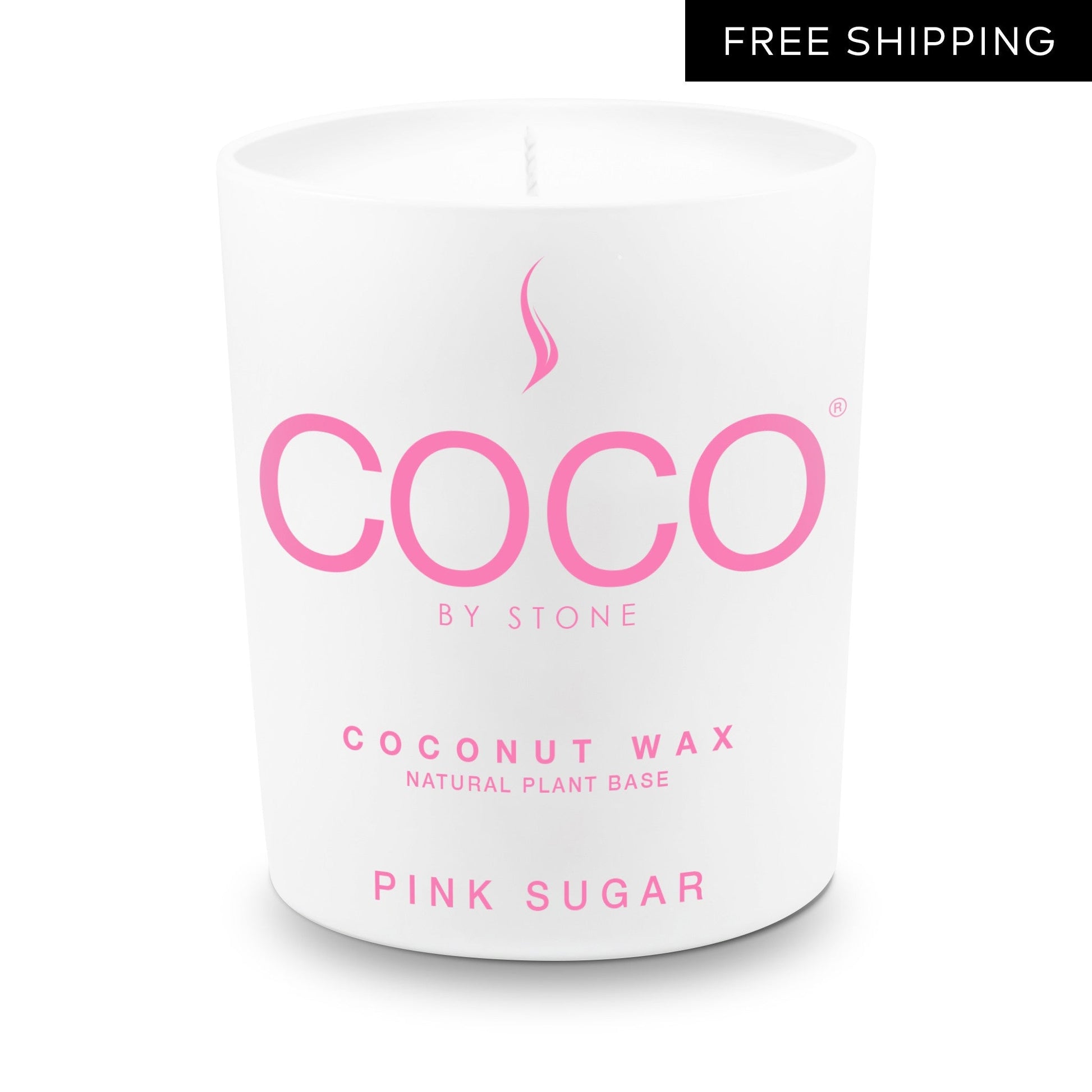 COCO Candle Pink Sugar Natural Coconut Apricot Wax Candle COCO6PS 24 $ Candles Stone Candles Stew's Incense