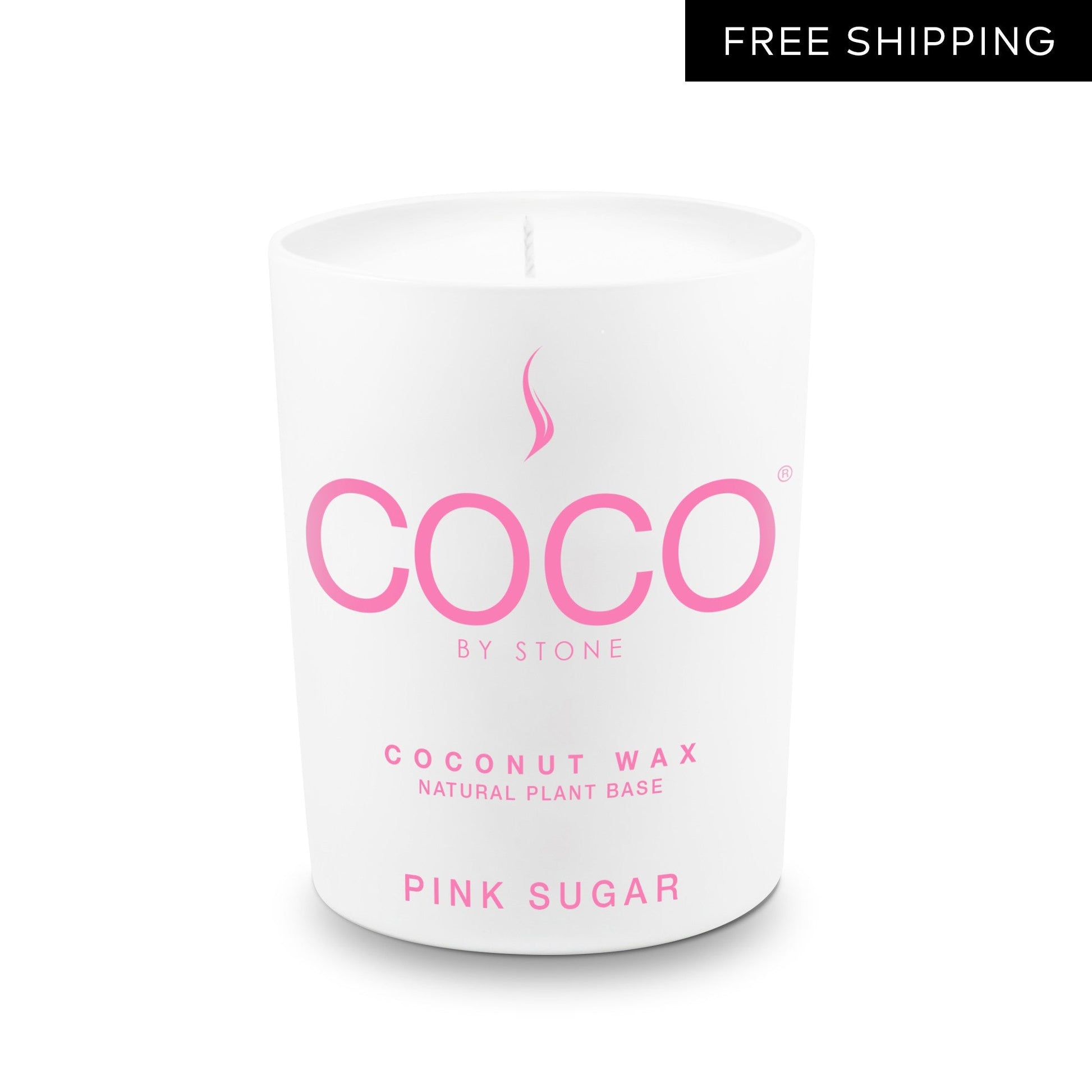 COCO Candle Pink Sugar Natural Coconut Apricot Wax Candle COCO6PS 24 $ Candles Stone Candles Stew's Incense