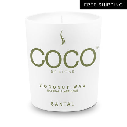 COCO Candle Santal Natural Coconut Apricot Wax Candle COCO6SA 24 $ Candles Stone Candles Stew's Incense