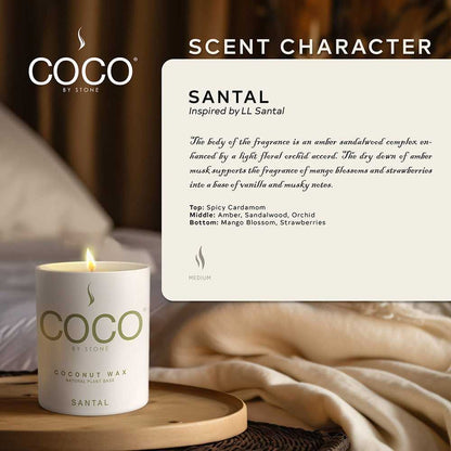 COCO Candle Santal Natural Coconut Apricot Wax Candle COCO6SA 24 $ Candles Stone Candles Stew's Incense