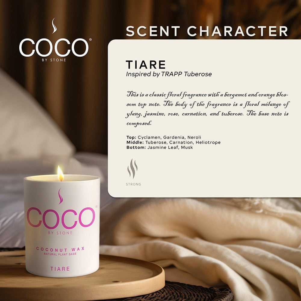 COCO Candle Tiare Natural Coconut Apricot Wax Candle COCO6TI 24 $ Candles Stone Candles Stew's Incense