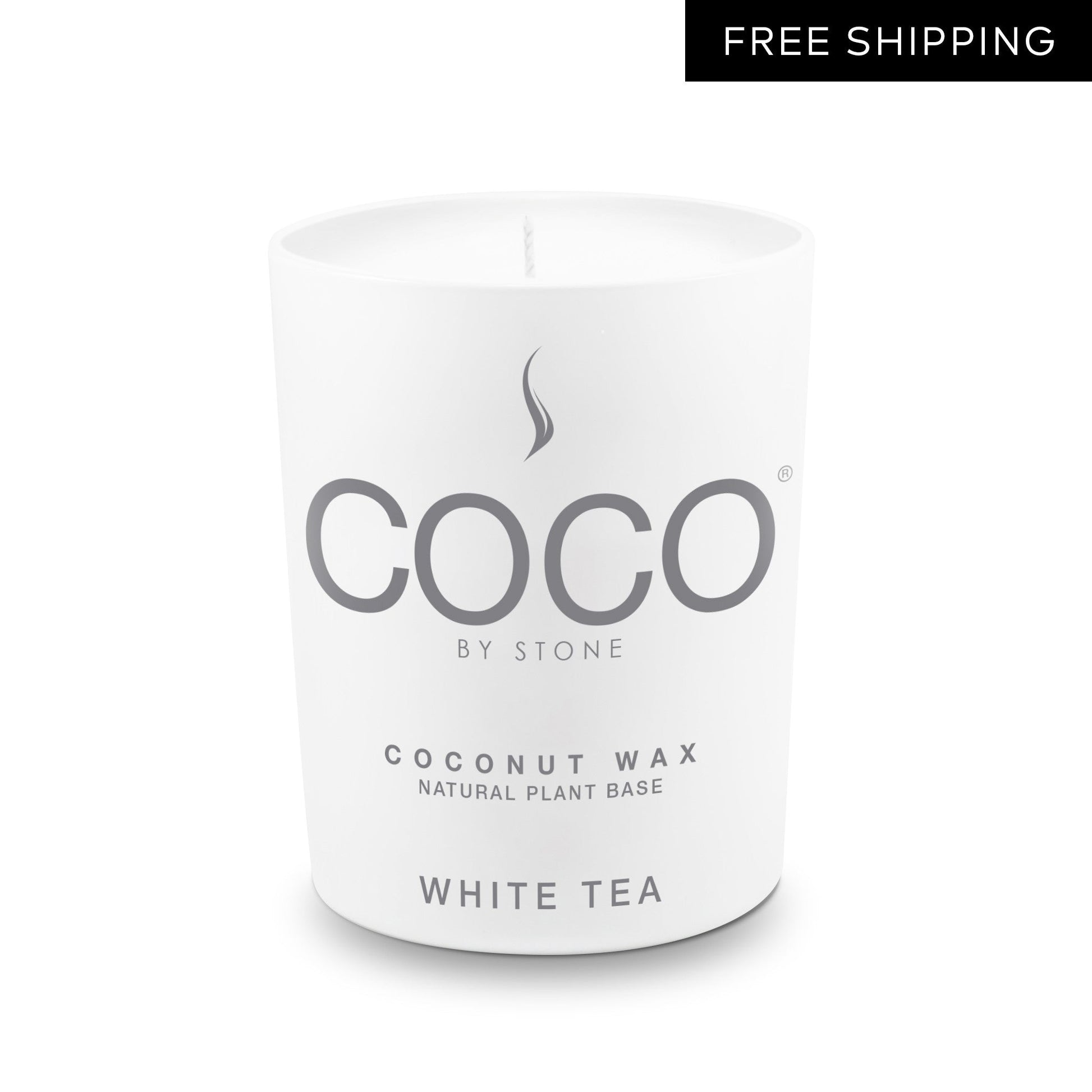 COCO Candle White Tea Natural Coconut Apricot Wax Candle COCO6WT 24 $ Candles Stone Candles Stew's Incense