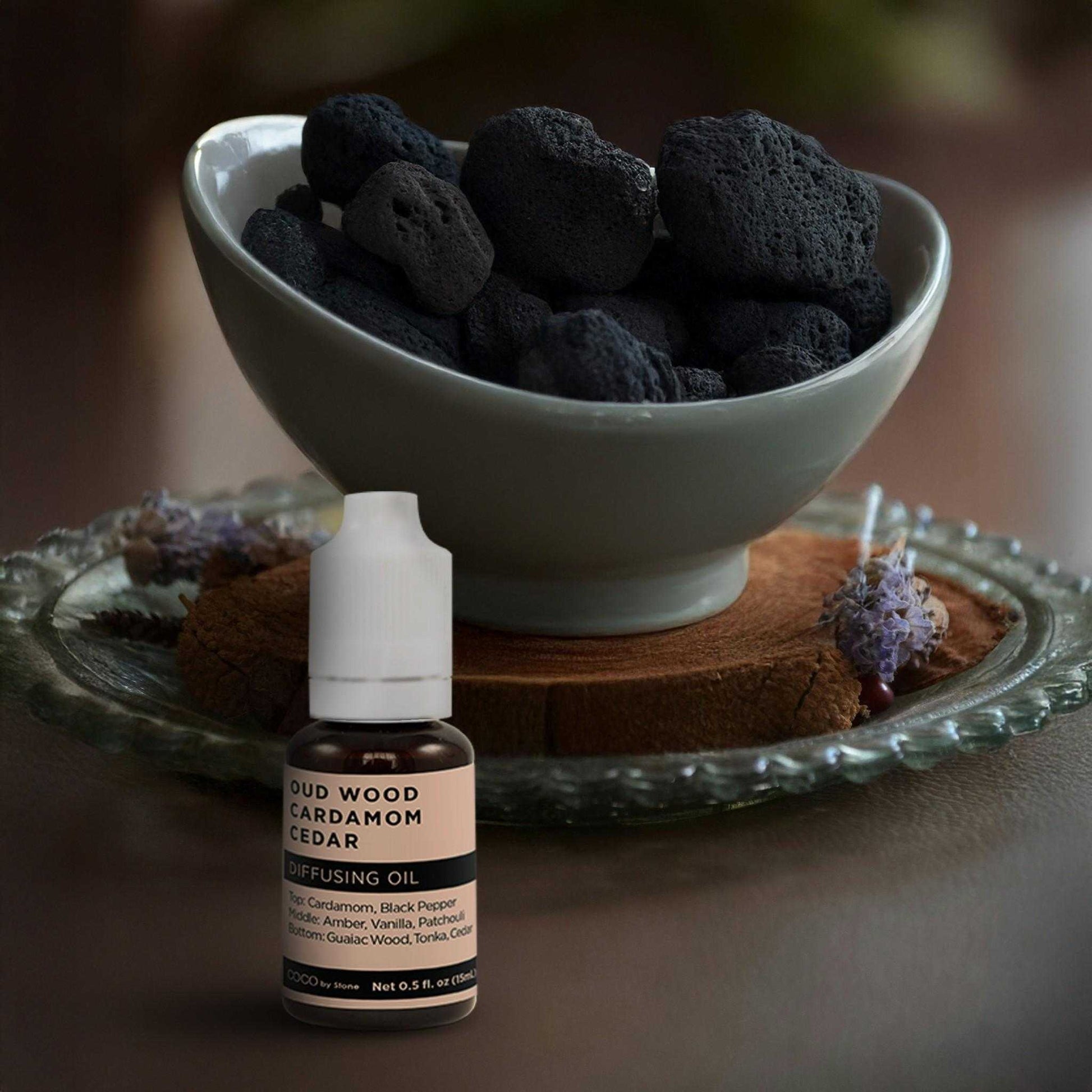 COCO by Stone - Diffusing Oil Diffusing Oil (Oud Wood | Cardamom | Cedar) COCO-DO-OCC 16 $ Lava Rock Diffusers Stone Candles Stew's Incense