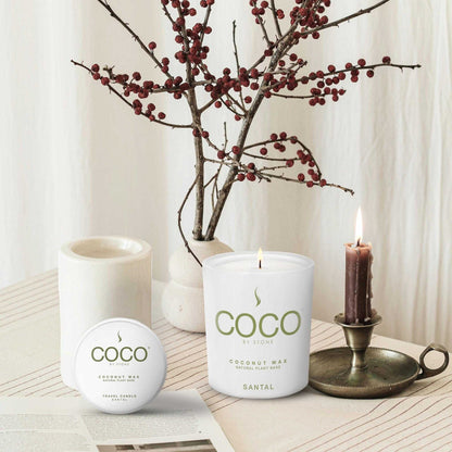 COCO Candle Santal Natural Coconut Apricot Wax Candle COCO6SA 24 $ Candles Stone Candles Stew's Incense