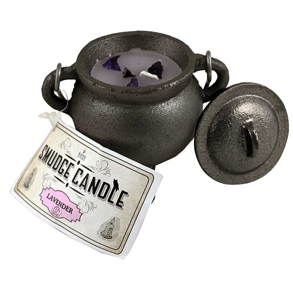 Candle Lavender Smudge Candle in Cast Iron Cauldron 91892 22 $ Shop All The Witches Sage LLC Stew's Incense