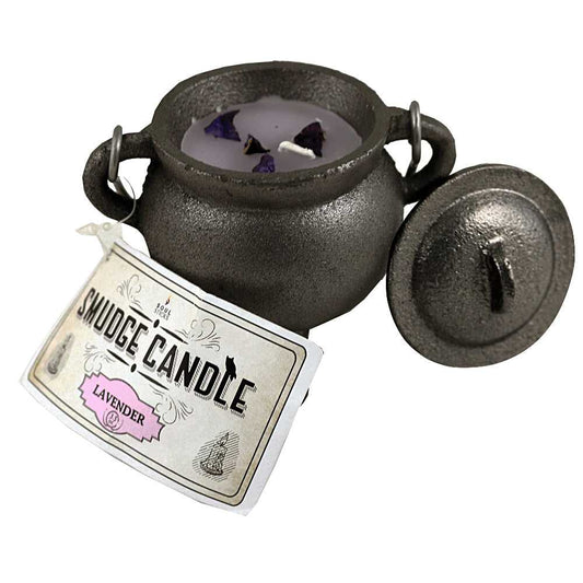 Candle Lavender Smudge Candle in Cast Iron Cauldron 91892 22 $ Shop All The Witches Sage LLC Stew's Incense