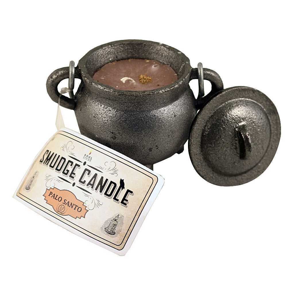 Candle Palo Santo Smudge Candle in Cast Iron Cauldron 91893 22 $ Shop All The Witches Sage LLC Stew's Incense
