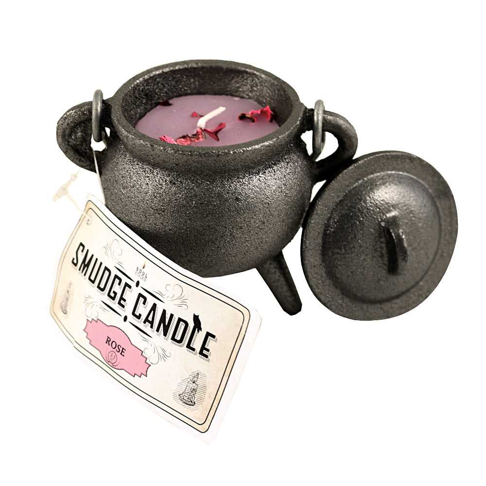 Candle Rose Smudge Candle in Cast Iron Cauldron 91897 22 $ Shop All The Witches Sage LLC Stew's Incense