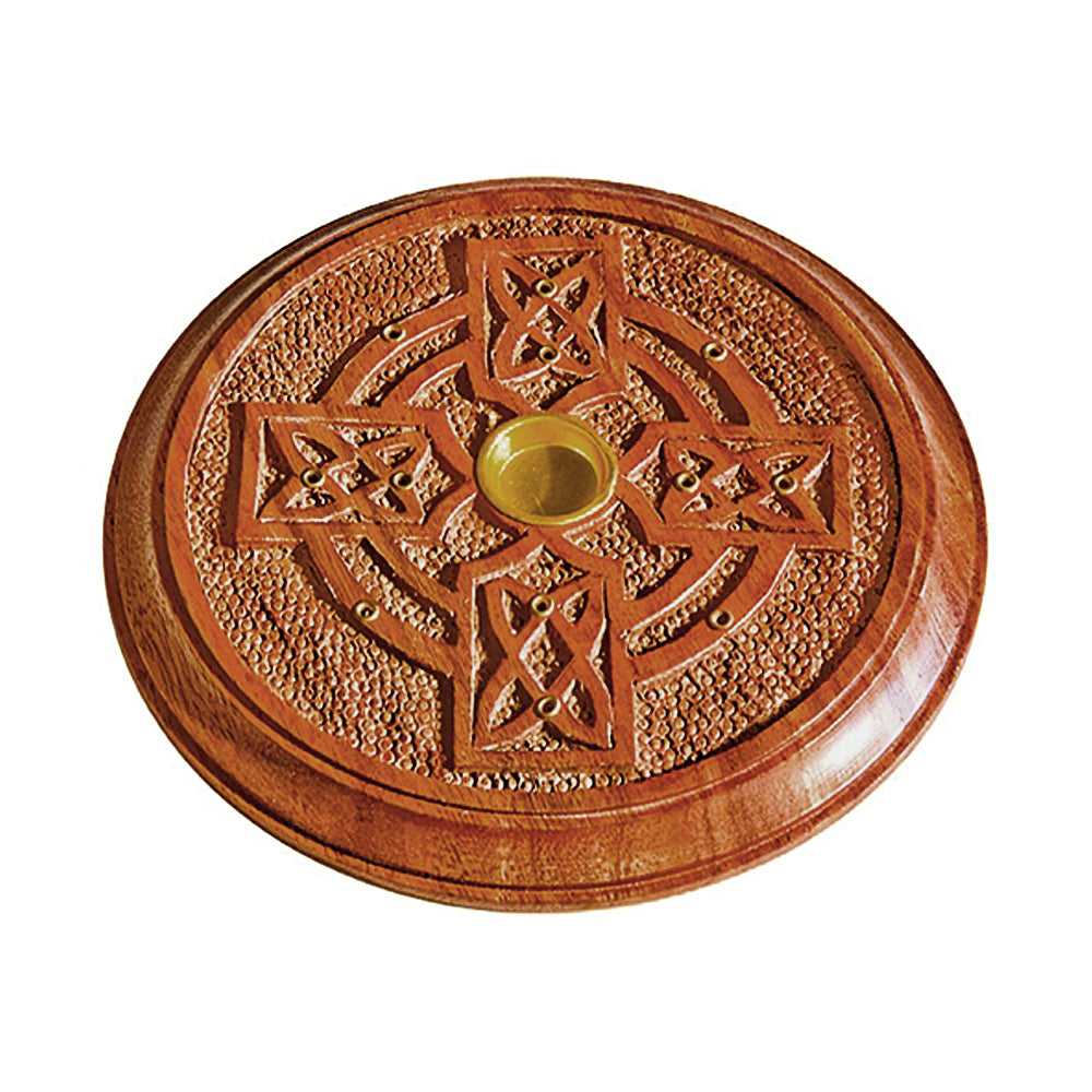 Incense Burner Celtic Cross Wooden Burner 5" 5621 (621) 5 $ Shop All The Witches Sage LLC Stew's Incense