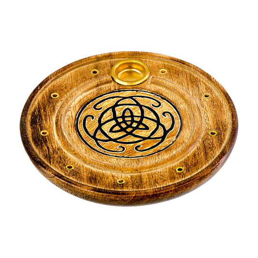Incense Burner Celtic Wood Round Cone Burner 90119 5 $ Shop All The Witches Sage LLC Stew's Incense