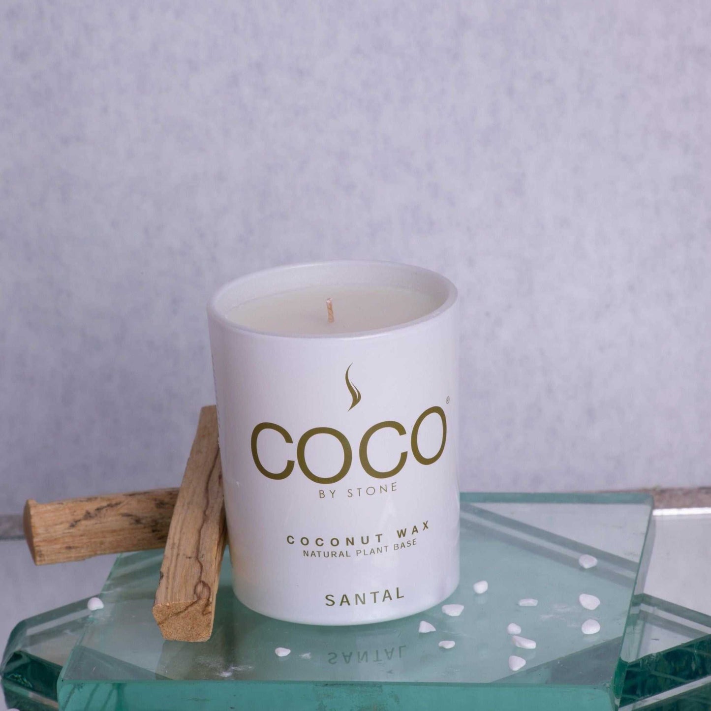 COCO Candle Santal Natural Coconut Apricot Wax Candle COCO6SA 24 $ Candles Stone Candles Stew's Incense