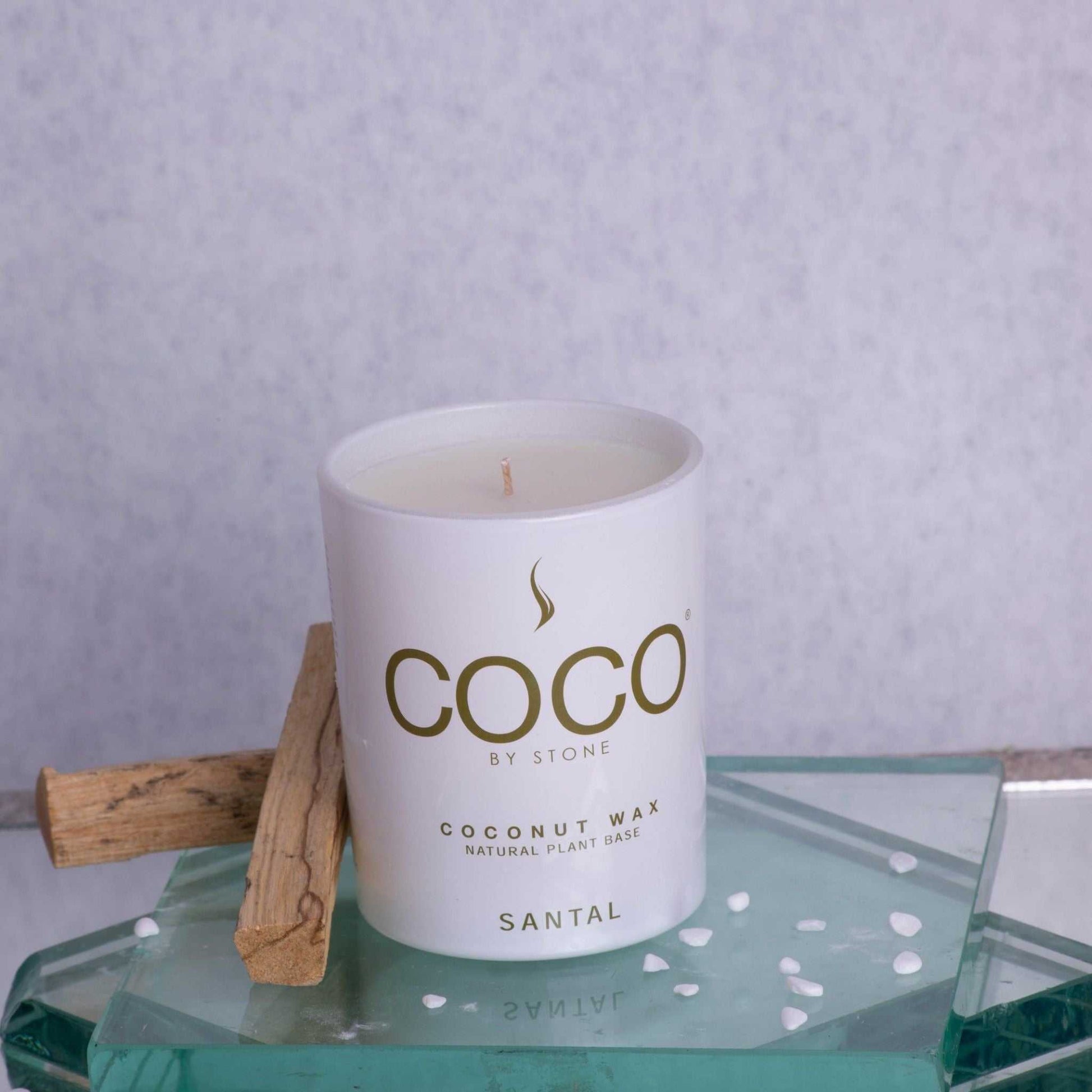 COCO Candle Santal Natural Coconut Apricot Wax Candle COCO6SA 24 $ Candles Stone Candles Stew's Incense