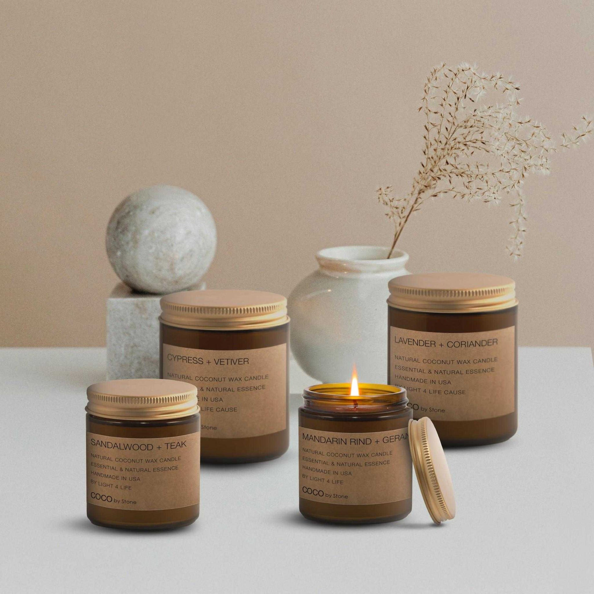 COCO Self Care - Candles 7.2oz Cypress + Vetiver Natural Coconut Apricot Wax Candle CN7CYP 27 $ Candles Stone Candles Stew's Incense