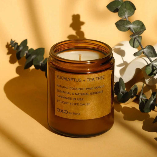 COCO Self Care - Candles 3.5oz Eucalyptus + Tea Tree Natural Coconut Apricot Wax Candle CN3EUC 22 $ Shop All Stone Candles Stew's Incense