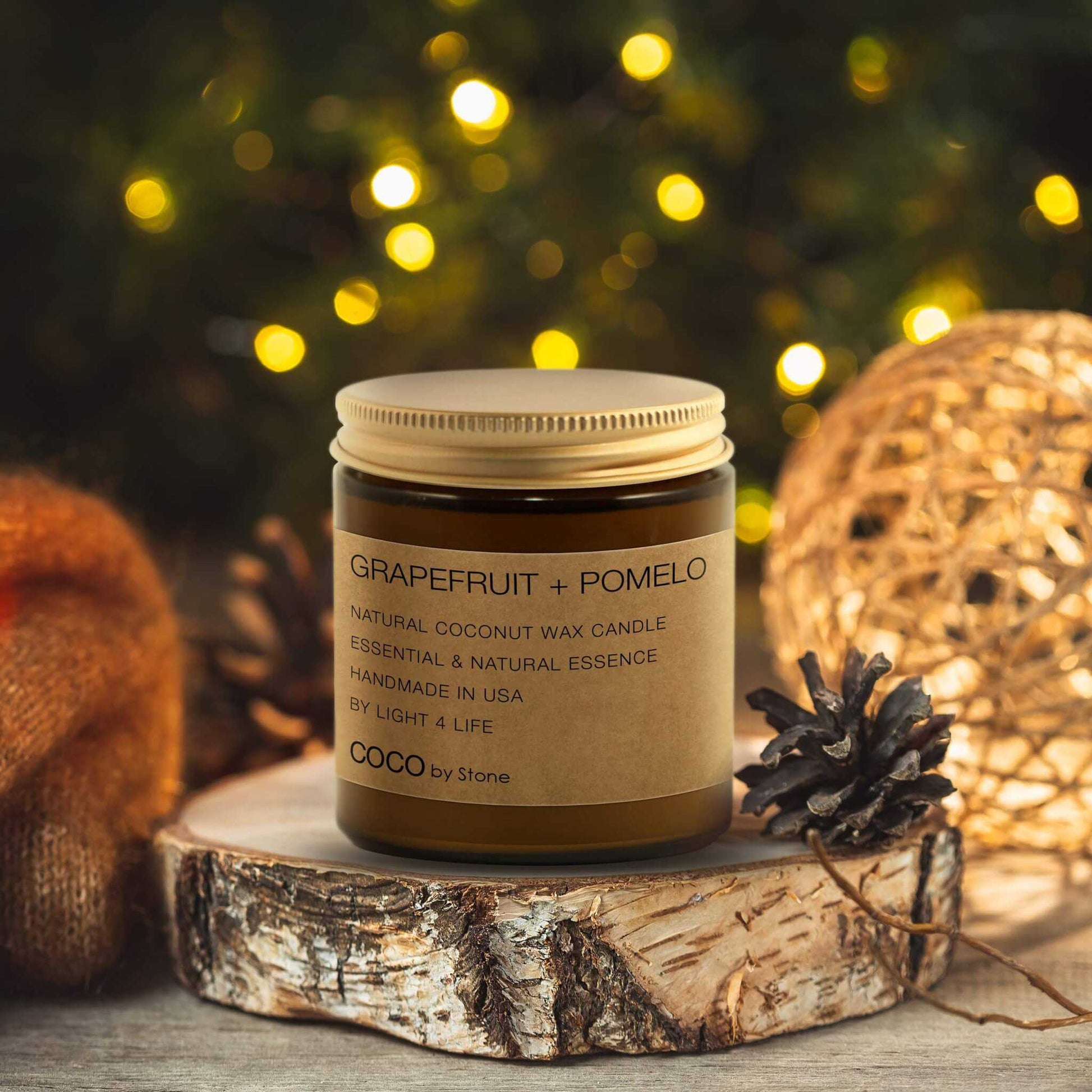 COCO Self Care - Candles 3.5oz Grapefruit + Pomelo Natural Coconut Apricot Wax Candle CN3GRA 22 $ Candles Stone Candles Stew's Incense