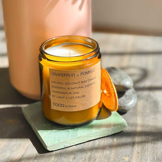 COCO Self Care - Candles 7.2oz Grapefruit + Pomelo Natural Coconut Apricot Wax Candle CN7GRA 27 $ Candles Stone Candles Stew's Incense