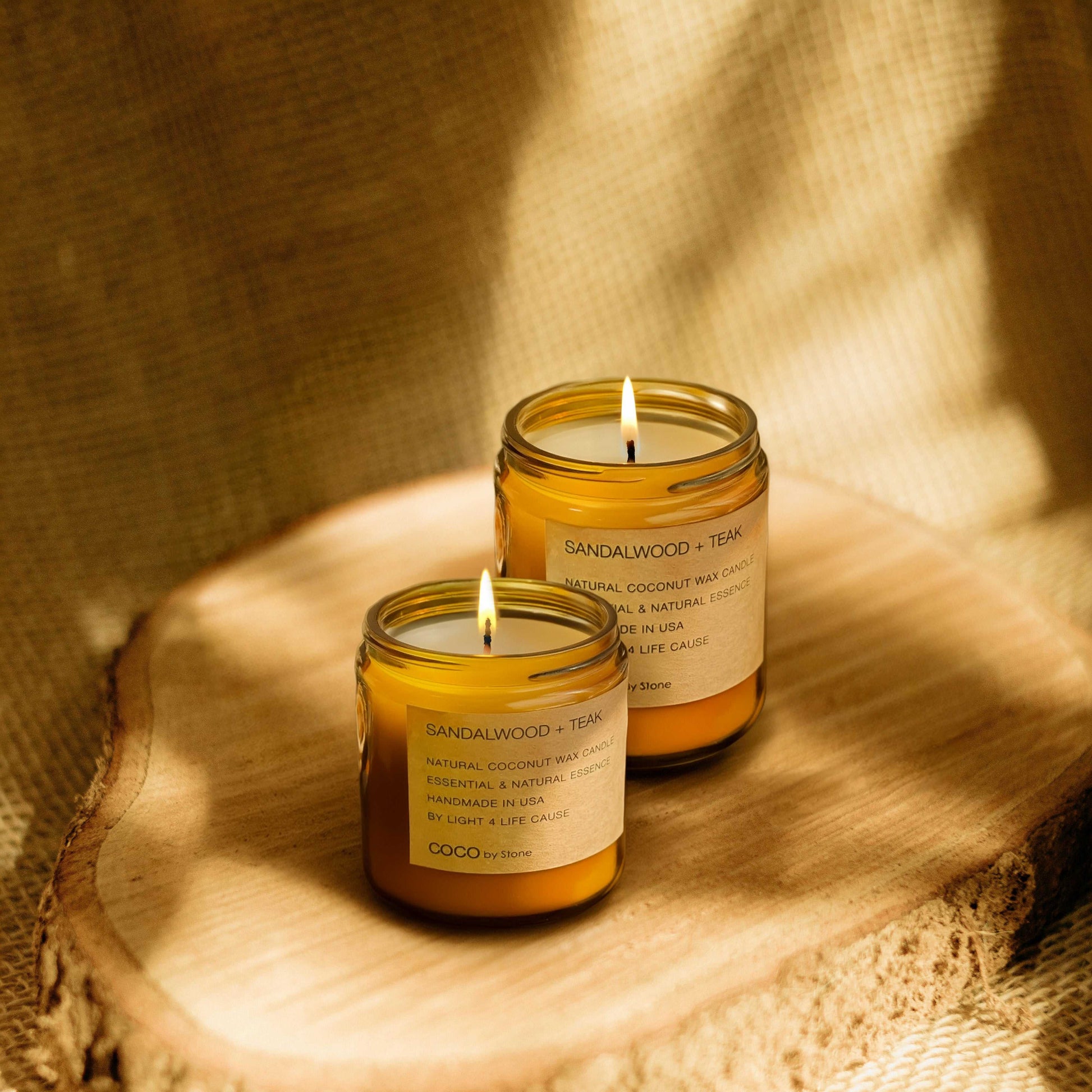 COCO Self Care - Candles 3.5oz Sandalwood + Teak Natural Coconut Apricot Wax Candle CN3BER 22 $ Candles Stone Candles Stew's Incense
