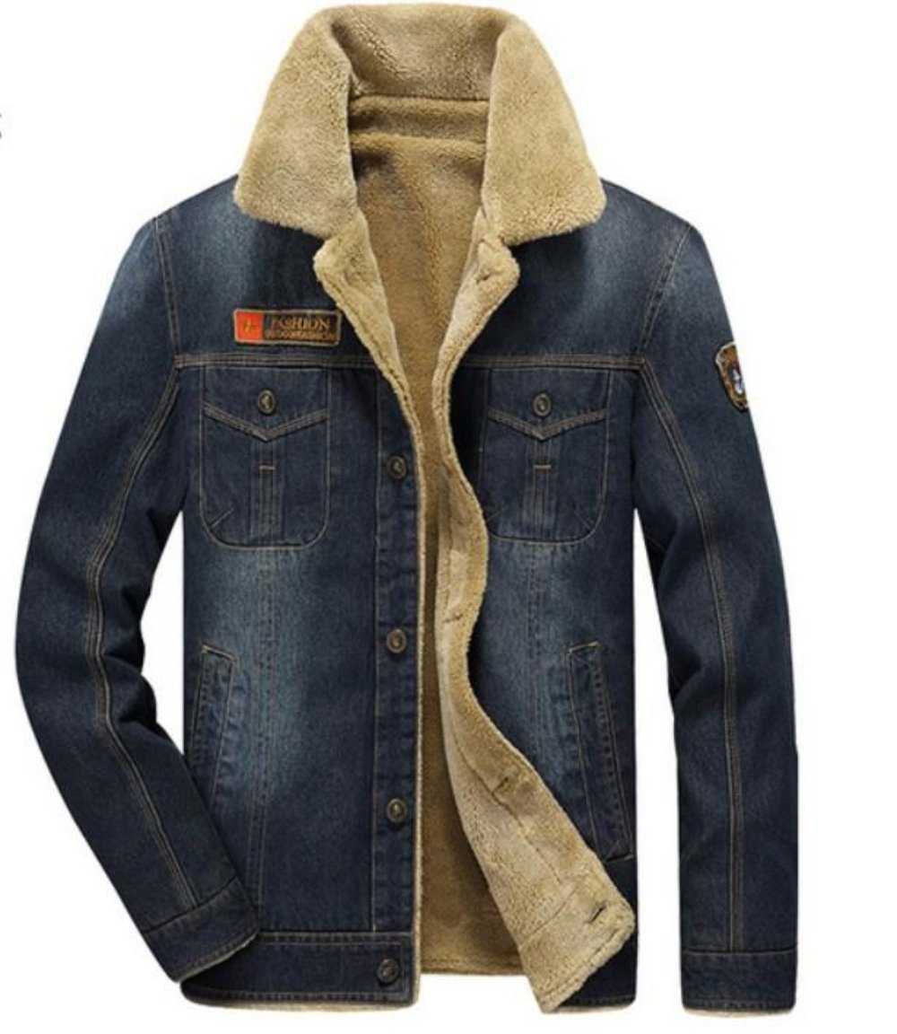 Men Jackets Mens Denim Jean Jacket in Black with Inner Faux Fur OPMJ12162BFY-BLK-S 136 $ Coats Onetify Stew's Incense