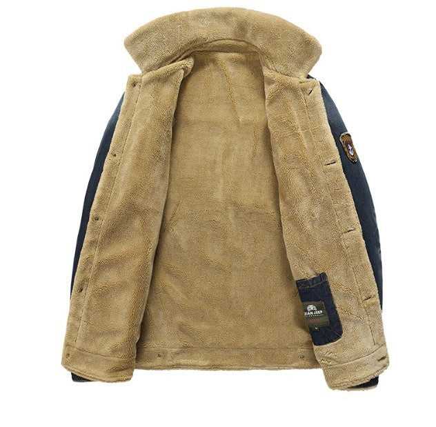 Men Jackets Mens Denim Jean Jacket in Black with Inner Faux Fur OPMJ12162BFY-BLK-S 136 $ Coats Onetify Stew's Incense