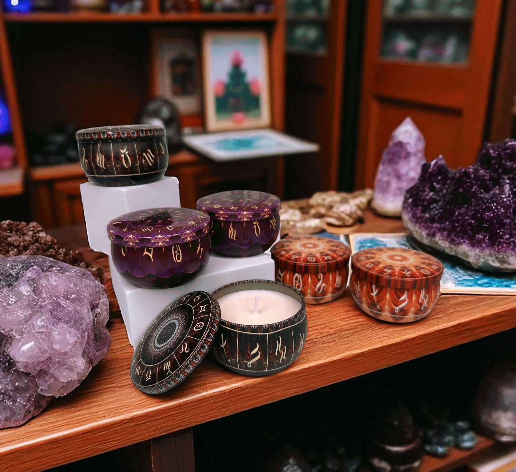  Tin Bath Candles - 4 options! sku-42281842507866 12 $ Shop All Moon Water Apothecary Stew's Incense