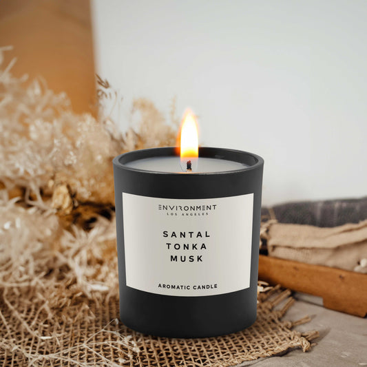 Environment - Candle (Hotel Aromatics) 8oz Santal | Tonka | Musk Candle with Lid and Box (Inspired by Le Labo Santal® and 1 Hotel®) EN-CAN8-1HOTEL 48 $ Candles Stone Candles Stew's Incense