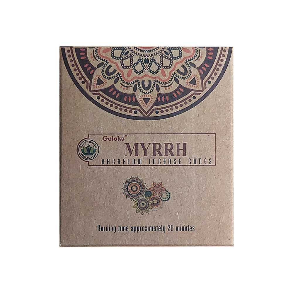 Incense Goloka Myrrh Backflow Incense Cones BFC122 1 $ Goloka The Witches Sage LLC Stew's Incense