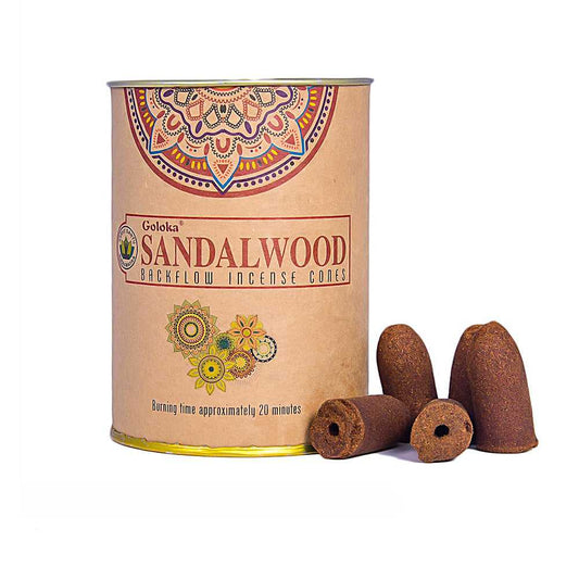 Incense Goloka Sandalwood Backflow Incense Cones BFC101 3 $ Goloka The Witches Sage LLC Stew's Incense