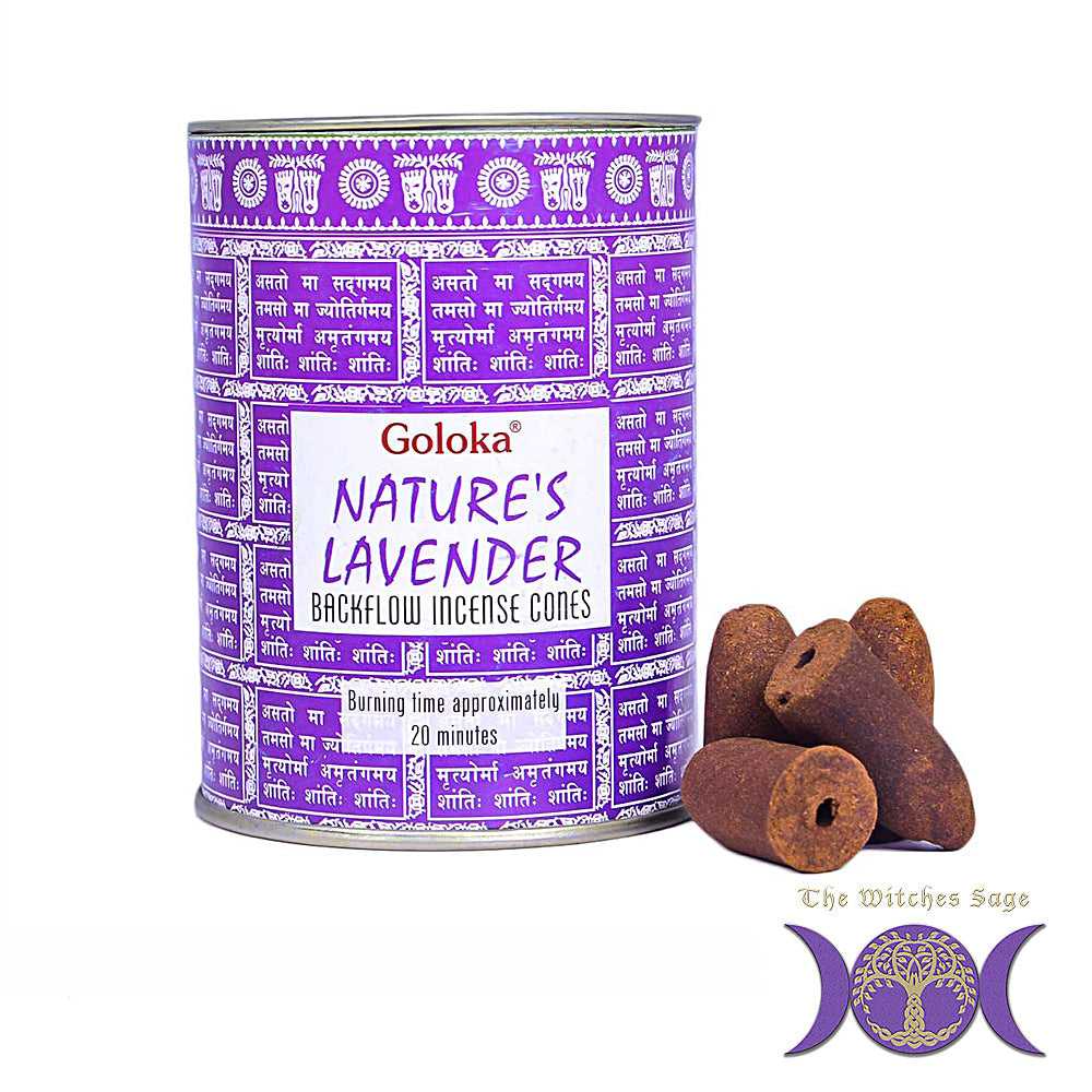 Incense Goloka Natures Lavender Backflow Incense Cones BFC102 3 $ Goloka The Witches Sage LLC Stew's Incense