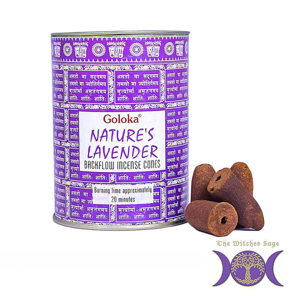 Incense Goloka Natures Lavender Backflow Incense Cones BFC102 3 $ Goloka The Witches Sage LLC Stew's Incense