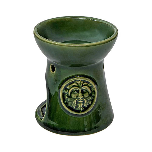 Oil Burner Green Man Ceramic Oil Burner 08120 8 $ Shop All The Witches Sage LLC Stew's Incense