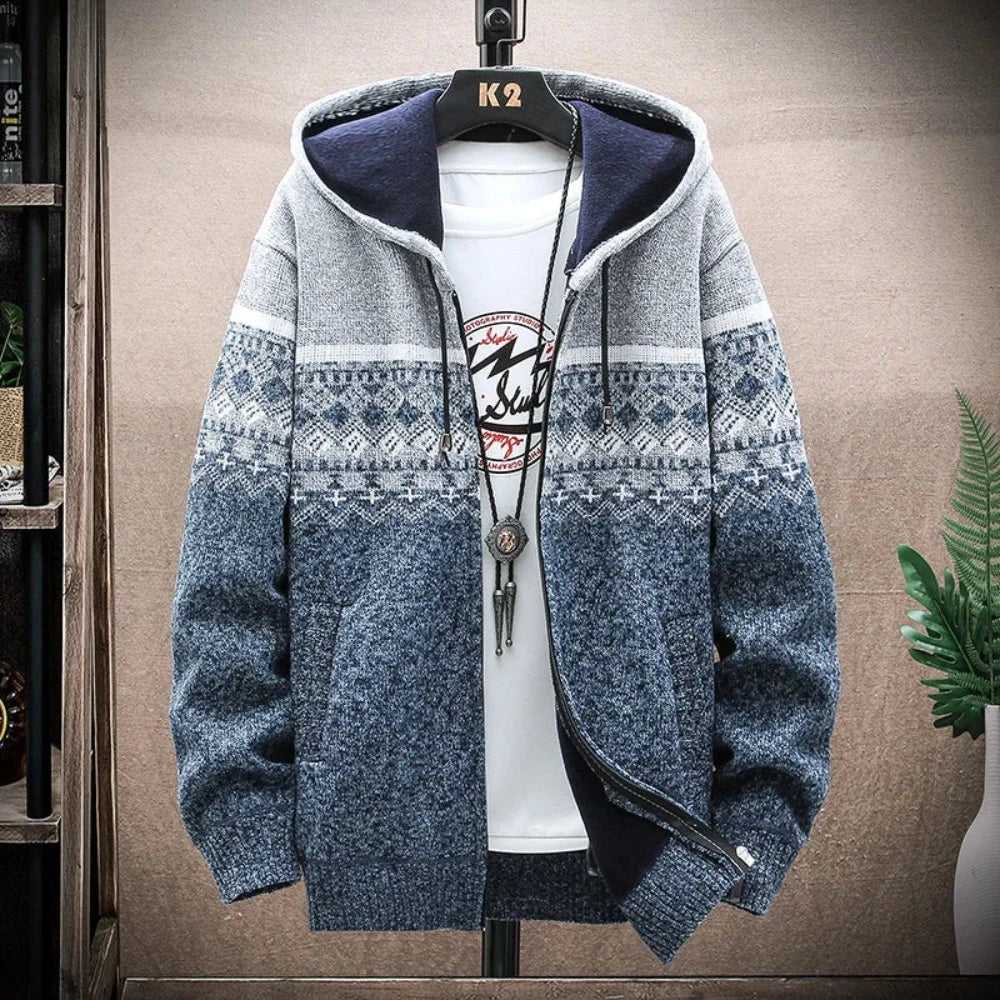 Men Jackets Mens Hooded Zipper Jacket With Prints ONFYMHJ051024K11-BLU-M 59 $ Coats Onetify Stew's Incense