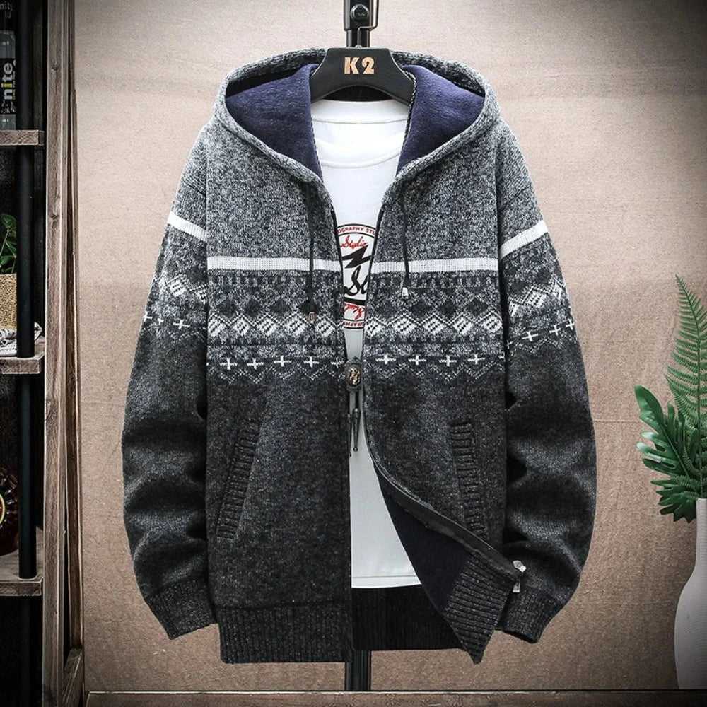 Men Jackets Mens Hooded Zipper Jacket With Prints ONFYMHJ051024K11-BLU-M 59 $ Coats Onetify Stew's Incense