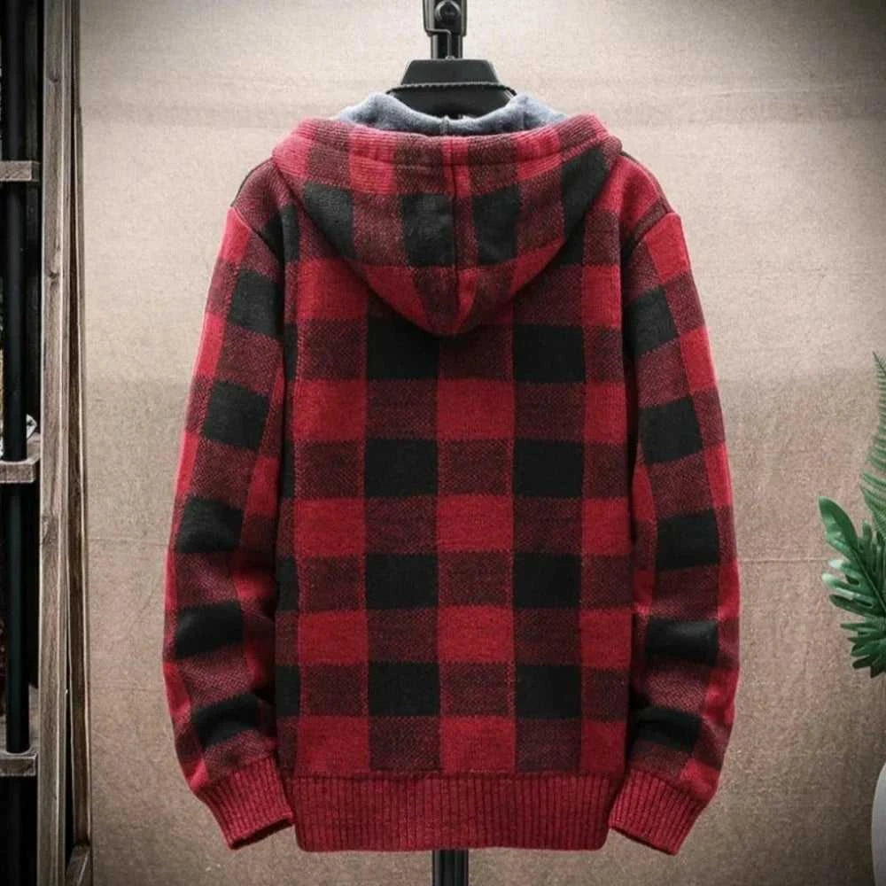 Men Jackets Mens Hooded Plaid Zipped Up Jacket ONFYMHJ051024I9-AGRN-M 59 $ Coats Onetify Stew's Incense