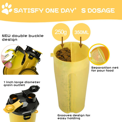 2 in 1 Portable Pet Water Food Container with Folding Silicone Dog Bowls Outdoor Travel Cat Dog Supplies Feeder Cup Water Bottle