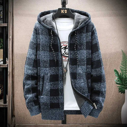 Men Jackets Mens Hooded Plaid Zipped Up Jacket ONFYMHJ051024I9-AGRN-M 59 $ Coats Onetify Stew's Incense