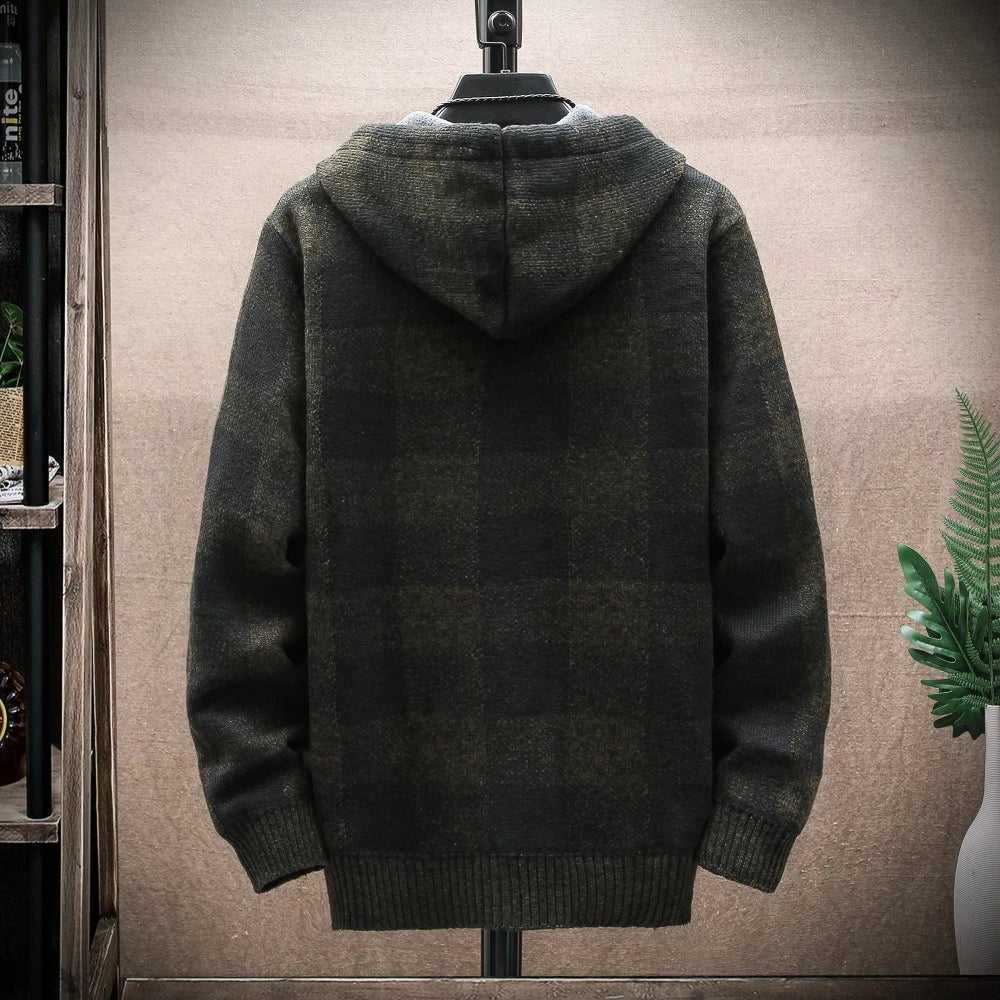 Men Jackets Mens Hooded Plaid Zipped Up Jacket ONFYMHJ051024I9-AGRN-M 59 $ Coats Onetify Stew's Incense